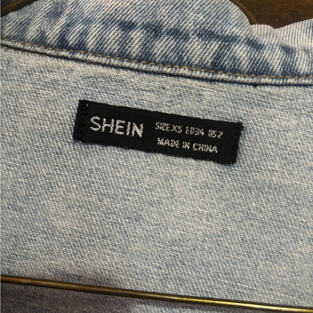 SHEIN Distressed Light Blue Jean Jacket - Picture 8 of 8